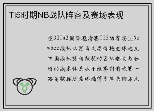 TI5时期NB战队阵容及赛场表现
